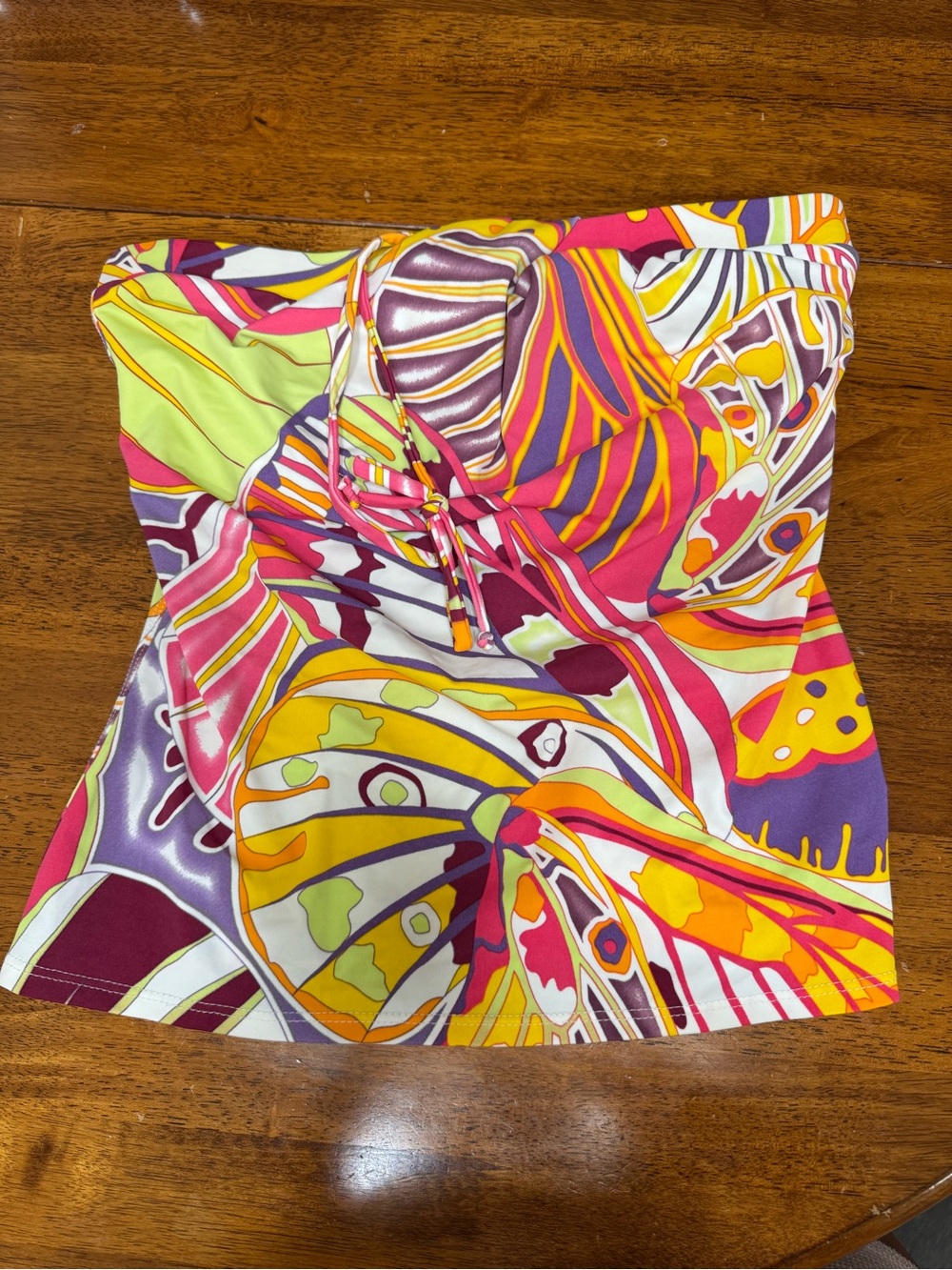 Tara Grinna Vibrant Multicolor Halter Straps Butterfly Print Tank